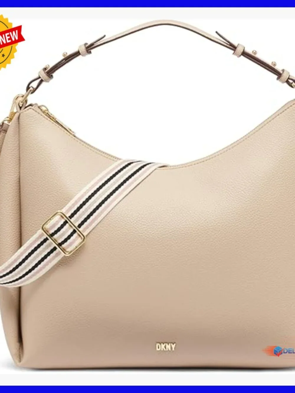 Lightweight Hobo Bag with Top Zip, Shoulder Strap, One Size